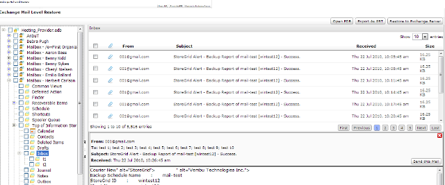 Vembu's Enhanced Exchange Backup and Recovery