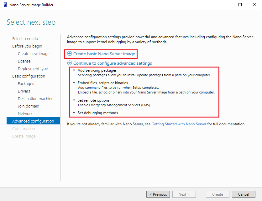 Advanced configuration setting