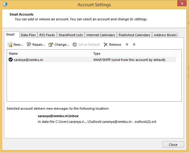 Configuring Office 365 using IMAP