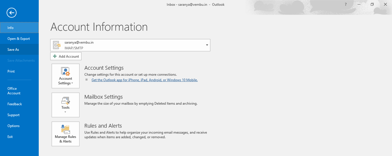 office 365 imap setting