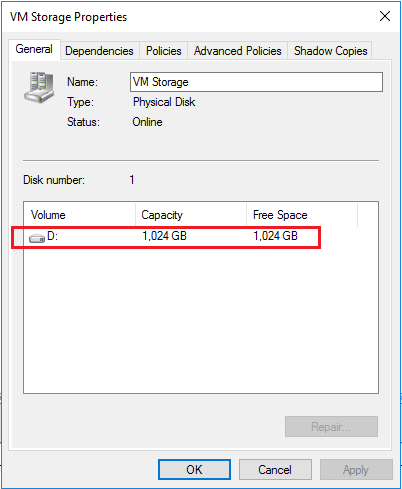 VM Storage Properties