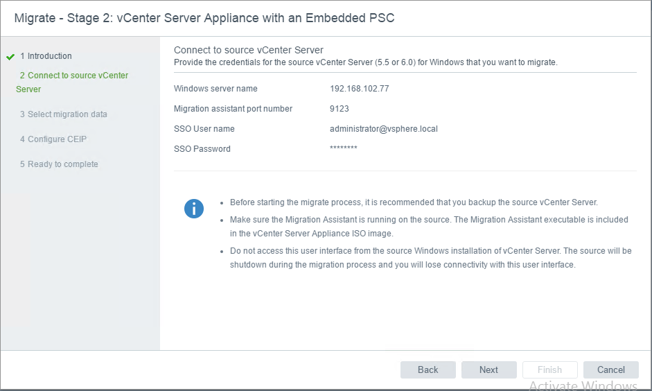 Console-to-source-vCenter-server