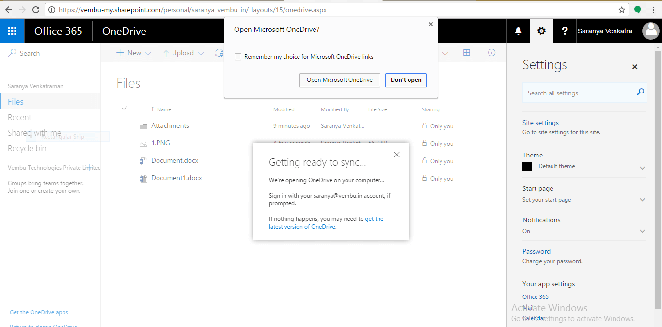 microsoft onedrive sync settings