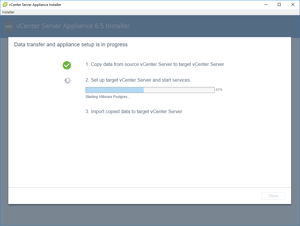 Migrating from VCSA6 to VCSA6.5