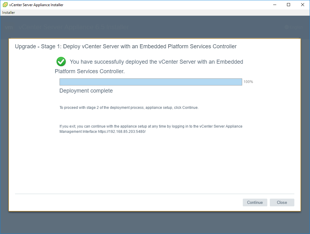 Migrating from VCSA6 to VCSA6.5