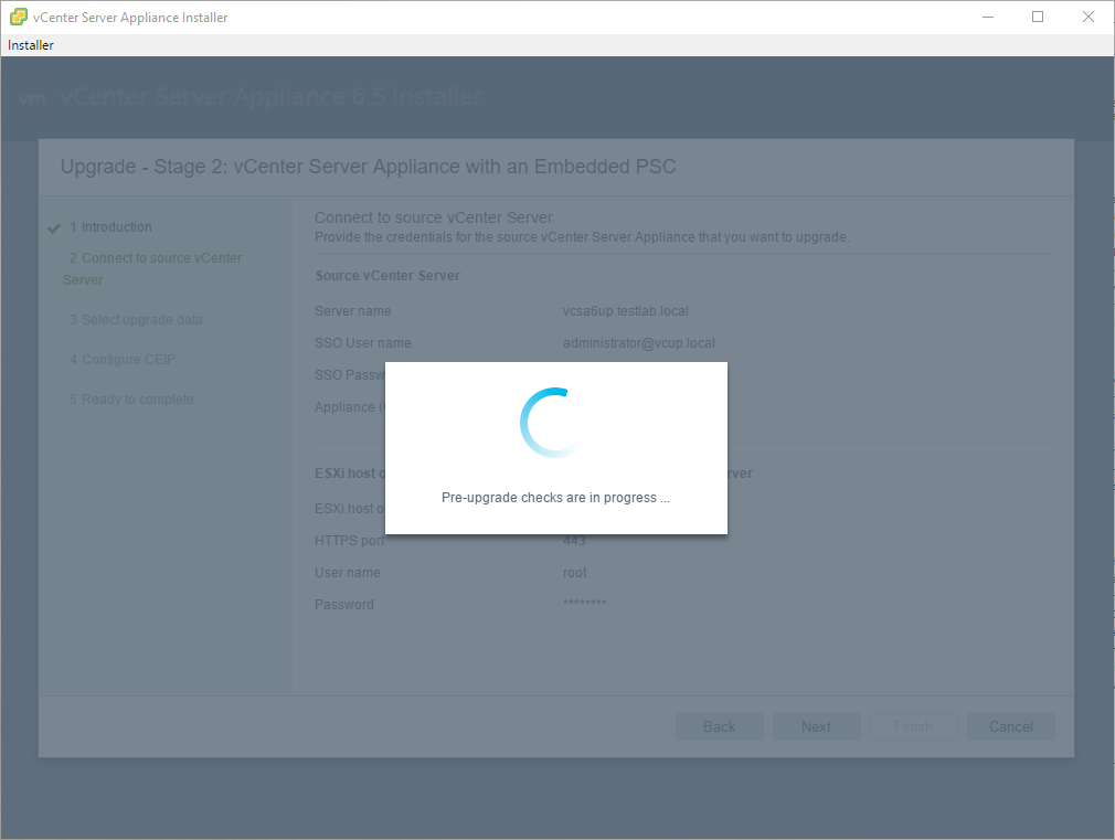 Migrating from VCSA6 to VCSA6.5