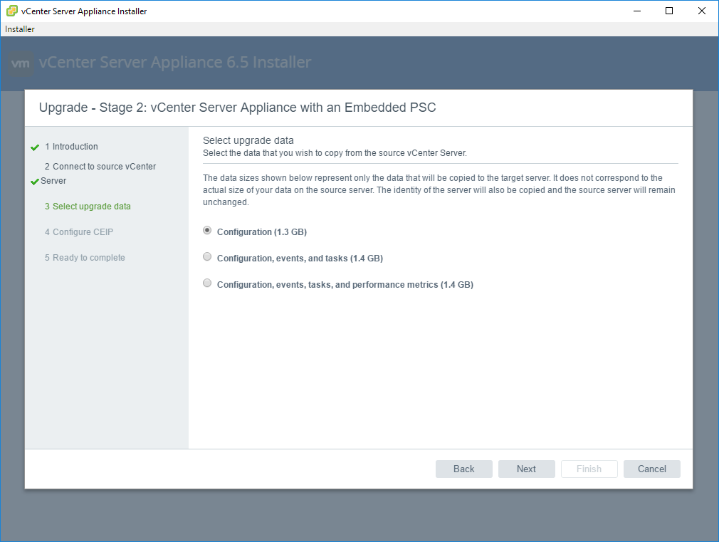 Migrating from VCSA6 to VCSA6.5