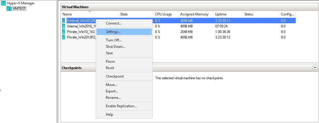 Hyper-v-manager-setting