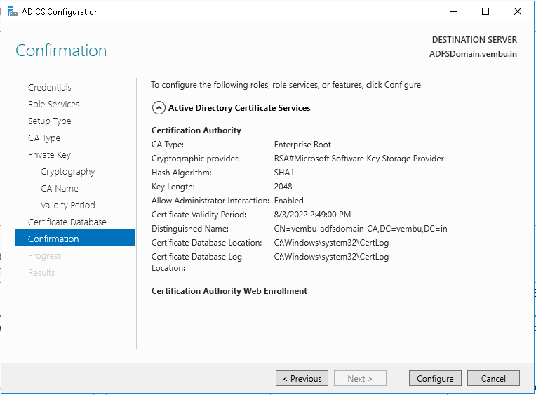 Installing Active Directory Certifiacte Services vembu com