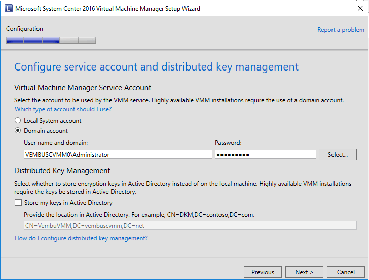 Virtual Machine Manager 2016 installation