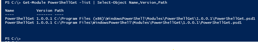 Get-Module PowerShellGet -list