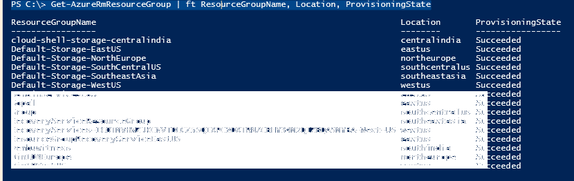 Get-AzureRmResourceGroup