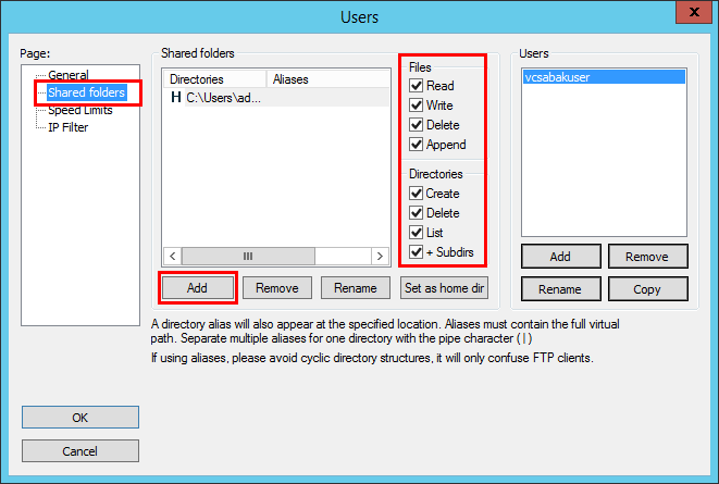 Configuring the FTP directory