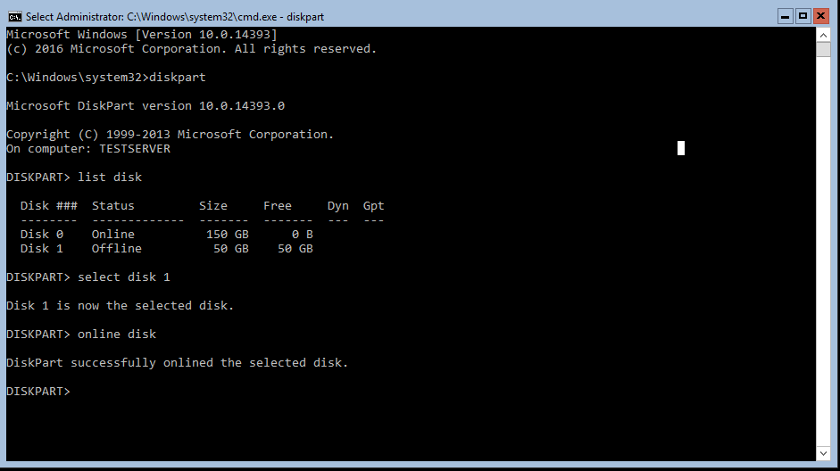 Windows Server 2016 Core Installation