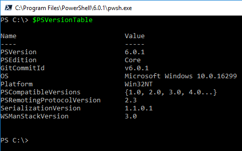 Powershell-Core-installation-table