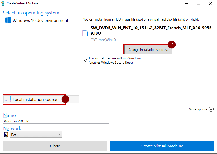 using hyper-v to create custom windows 10 iso