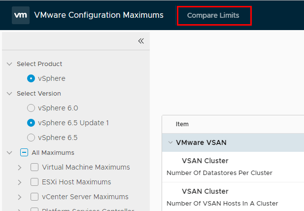 vmware vsphere 6.5 maximums