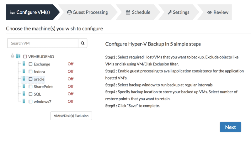 Configuring Hyper-V Backup