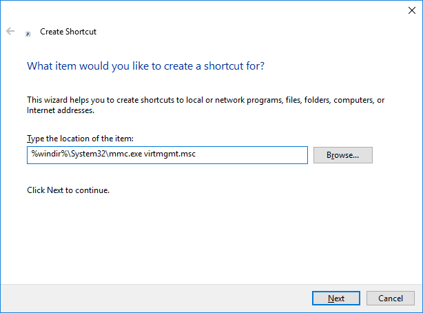 Hyper-V-Manager-shortcut