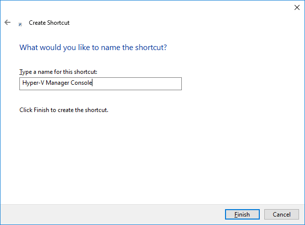 Hyper-V-Manager-shortcut