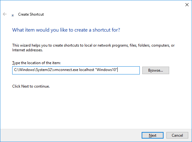 Hyper-V-Virtual-Machine-shortcut