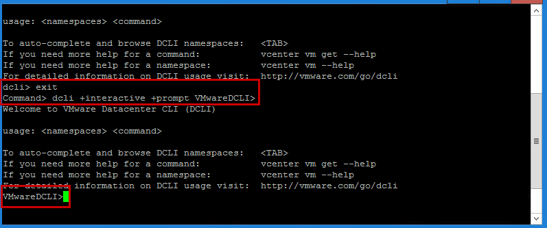 prompt VMwareDCLI