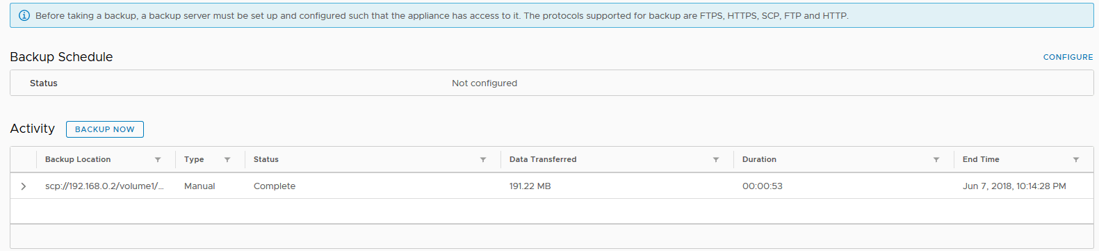 backup scheduler service vmware name