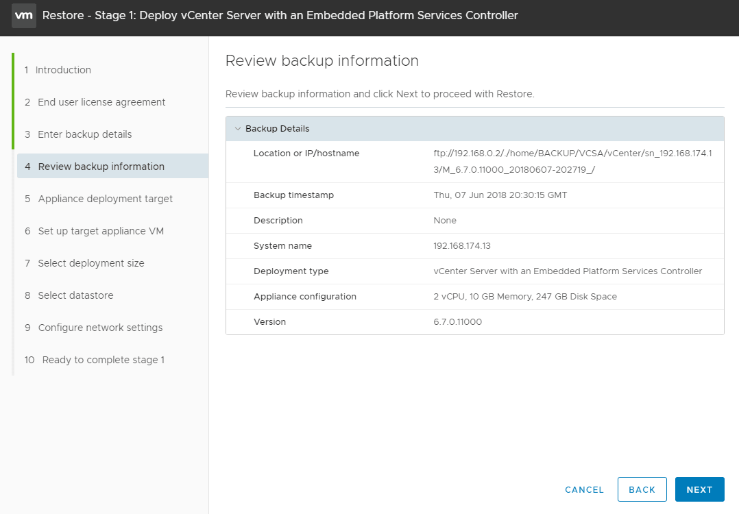 vmware-vcsa-6-7-appliance-restore