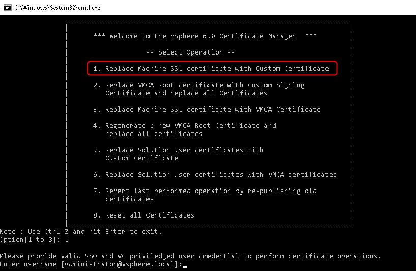 Replacing the vCenter SSL Certificate