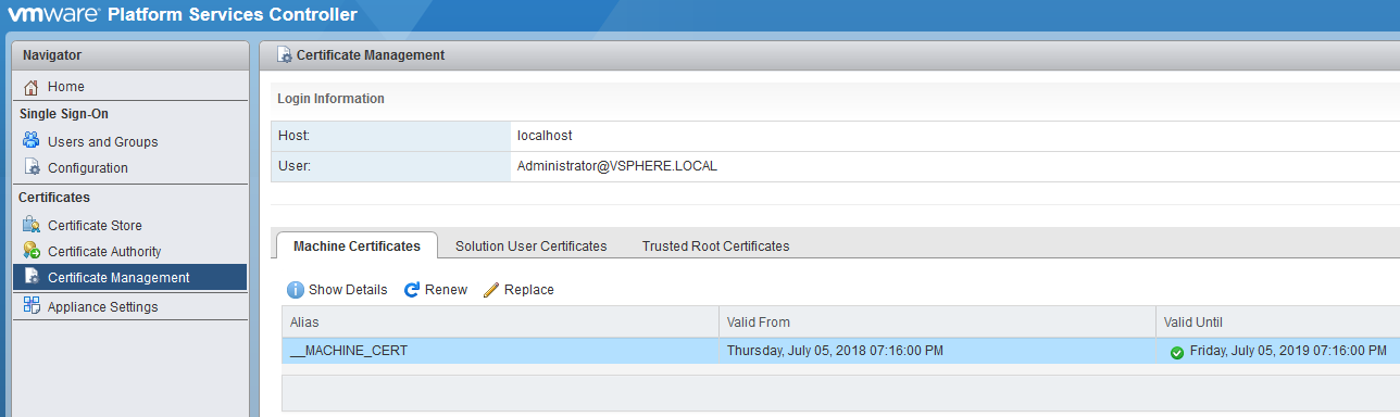 Replacing the vCenter SSL Certificate