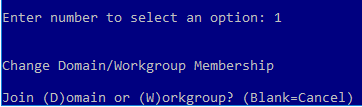 Sconfig to change Domain/Workgroup