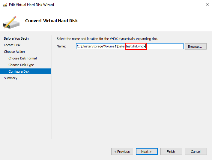 Creating the VHDX file for the conversion process