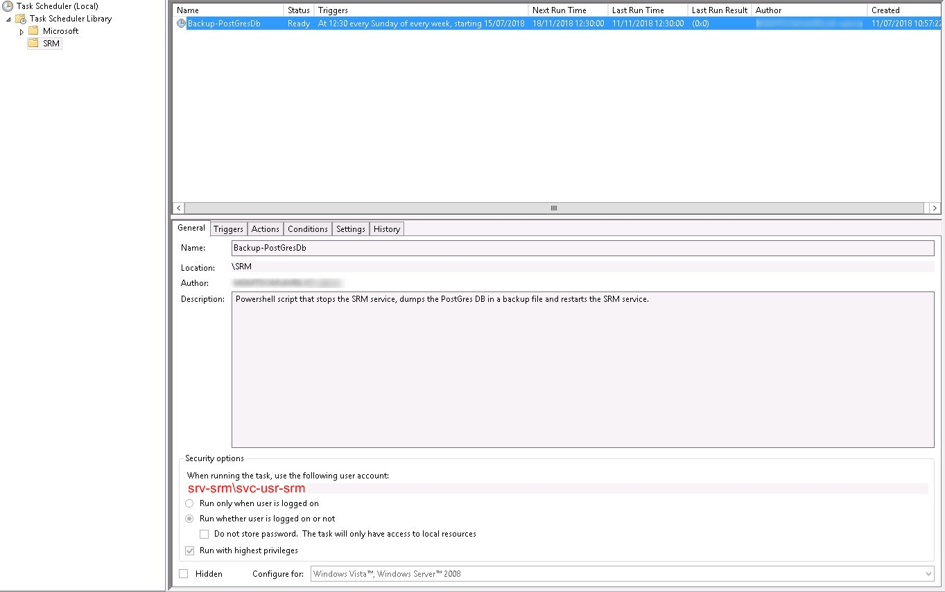 SRM-embedded-vPostgresql-database-backup