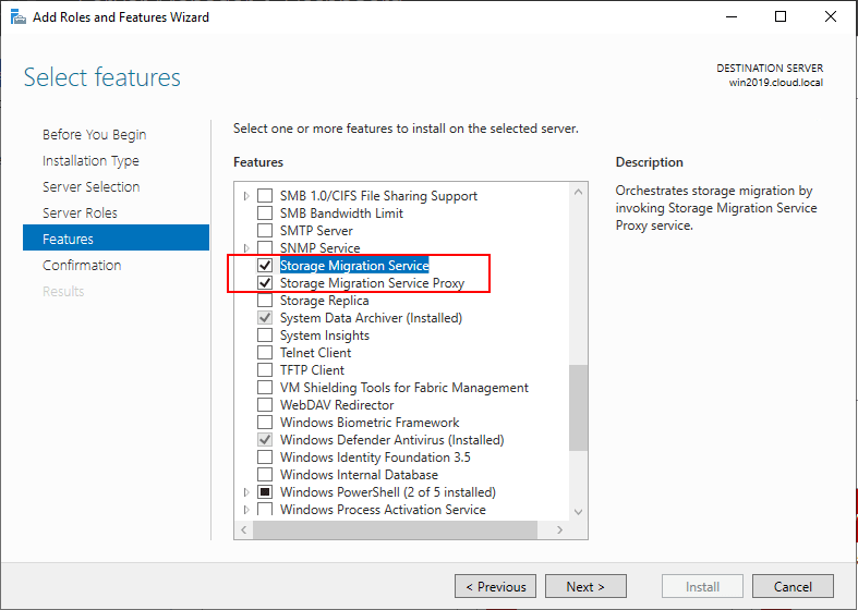 Windows Server 2019 Storage Migration Service