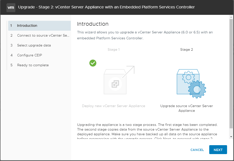 vmware vcenter upgrade