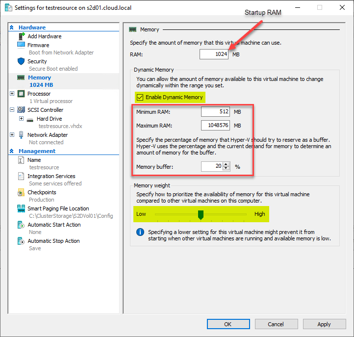  konfigurace základního virtuálního stroje Hyper-V