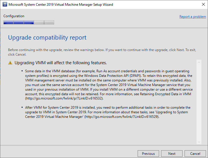 Upgrade compatibility report