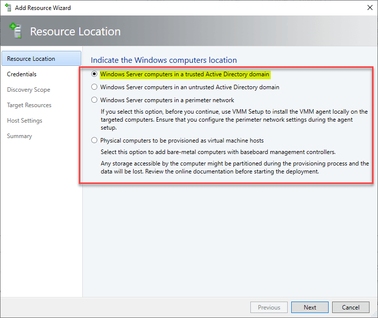 Adding a Hyper-V Cluster to System Center Virtual Machine Manager