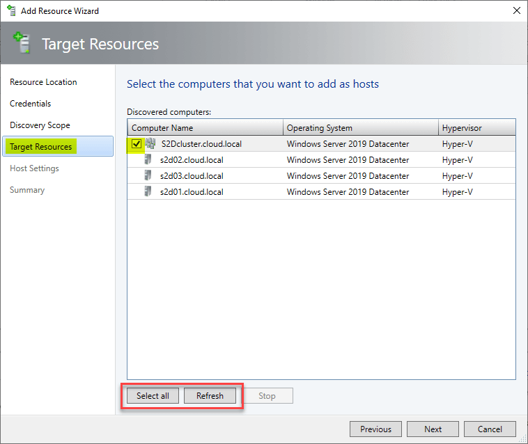 Adding a Hyper-V Cluster to System Center Virtual Machine Manager