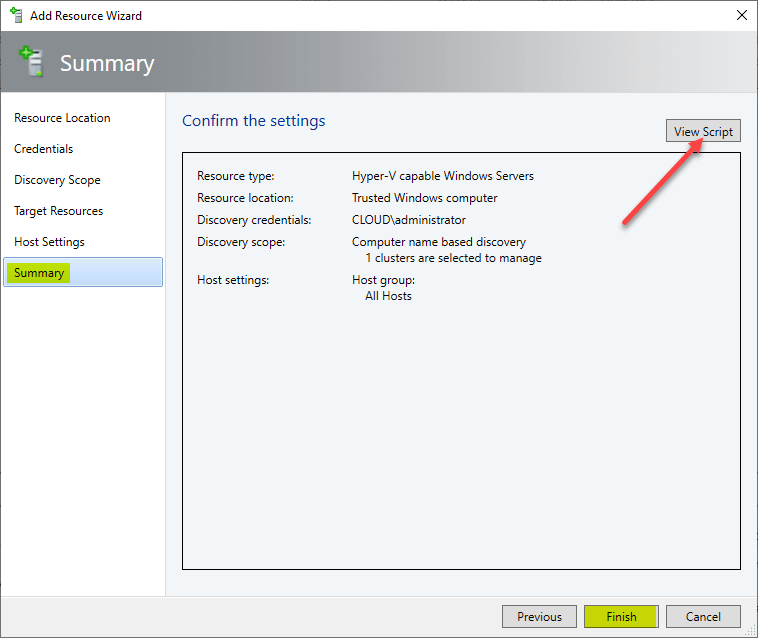 Adding a Hyper-V Cluster to System Center Virtual Machine Manager