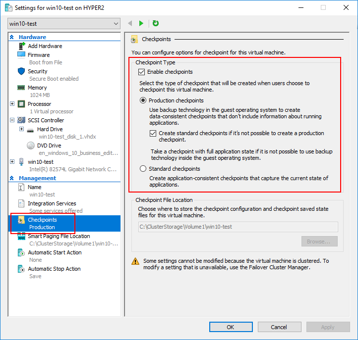 Hyper-V Checkpoints