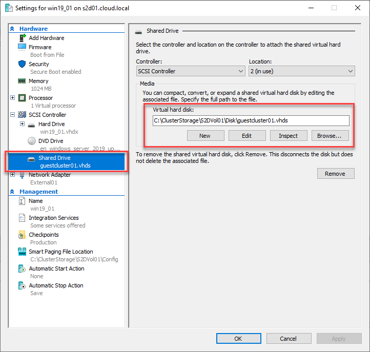 Steps to Create a Hyper-V Guest Cluster