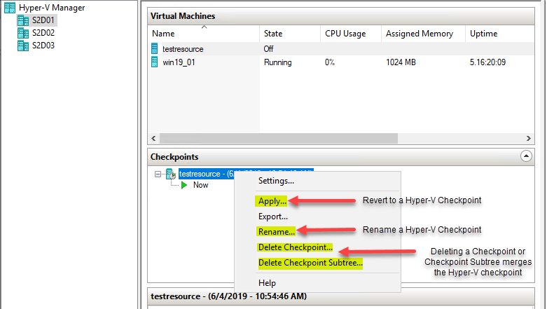 Hyper-V Checkpoints