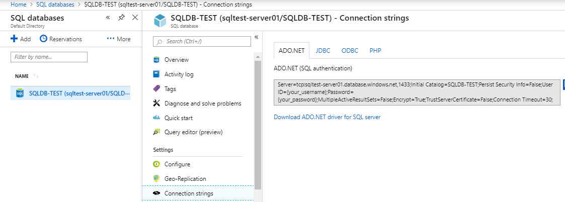 Creating Azure SQL Database