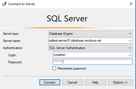 Creating Azure SQL Database