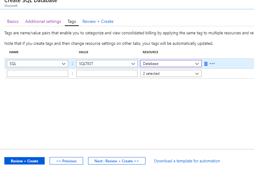 Creating Azure SQL Database