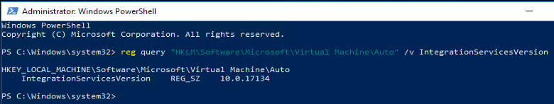 interogarea versiunii serviciilor de integrare folosind PowerShell și Reg Query