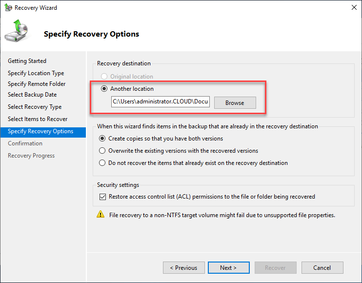 Restoring Files From A Windows Server Backup