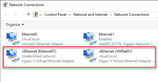 Hyper-V External virtual switches