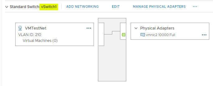 created vSphere Standard Switch